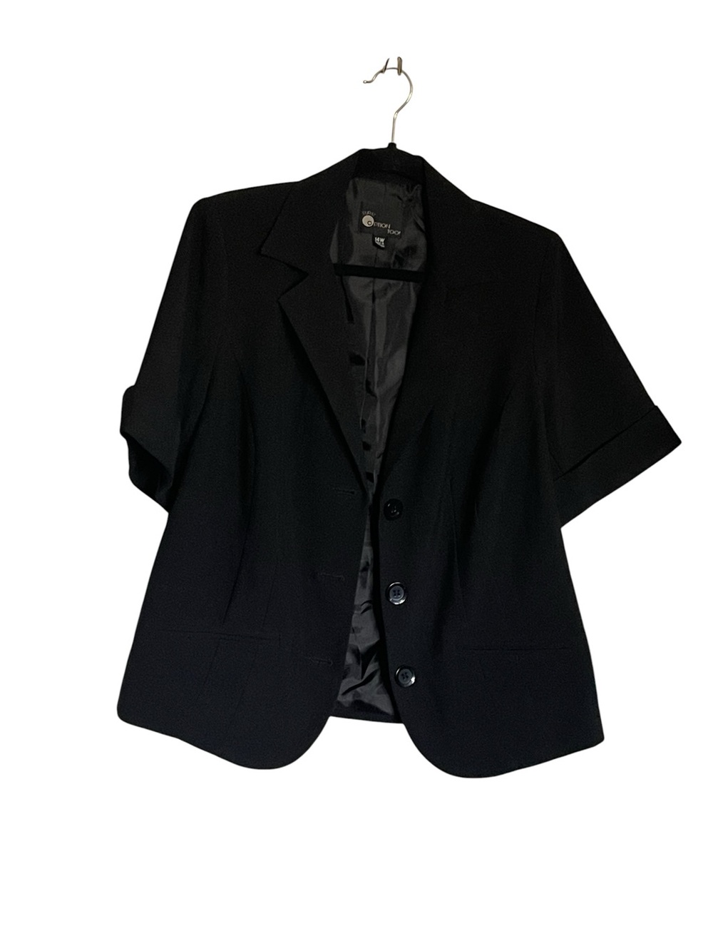 Classic Black Short-Sleeve Blazer Jacket - Picture 2 of 4